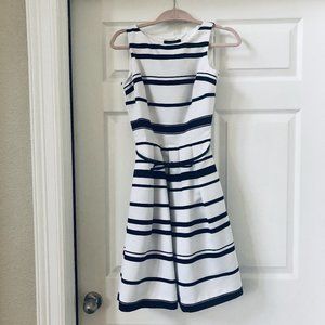 White House Black Market Fit & Flare Striped Dress